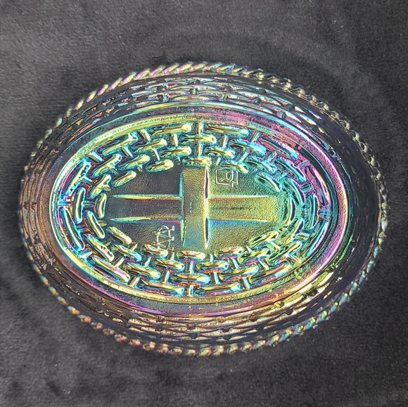 Hen On Nest Carnival Glass Oil Slick - Picture 5 of 8